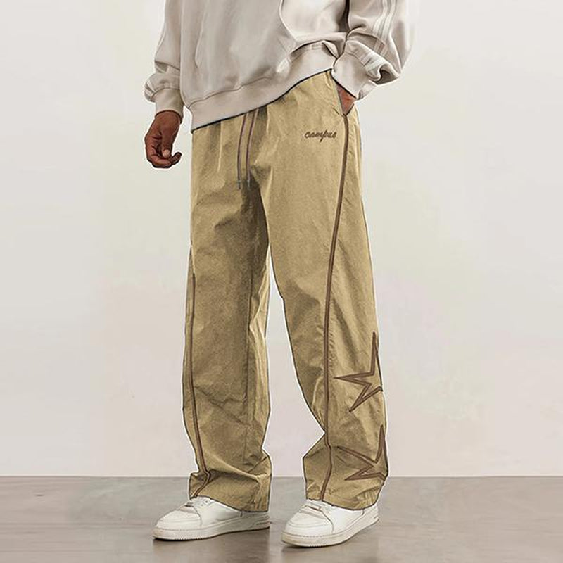 Men'S Pattern Side Stripe Trousers, All Season Men'S Casual Fashion Trendy Straight Leg Pants with Drawstring Waistband Classic Menswear Sweatpants Men Pants Men Pant Men Loose Sport Print Cargo Pants Stylish Tops Activewear Pants Men Overall Athletic