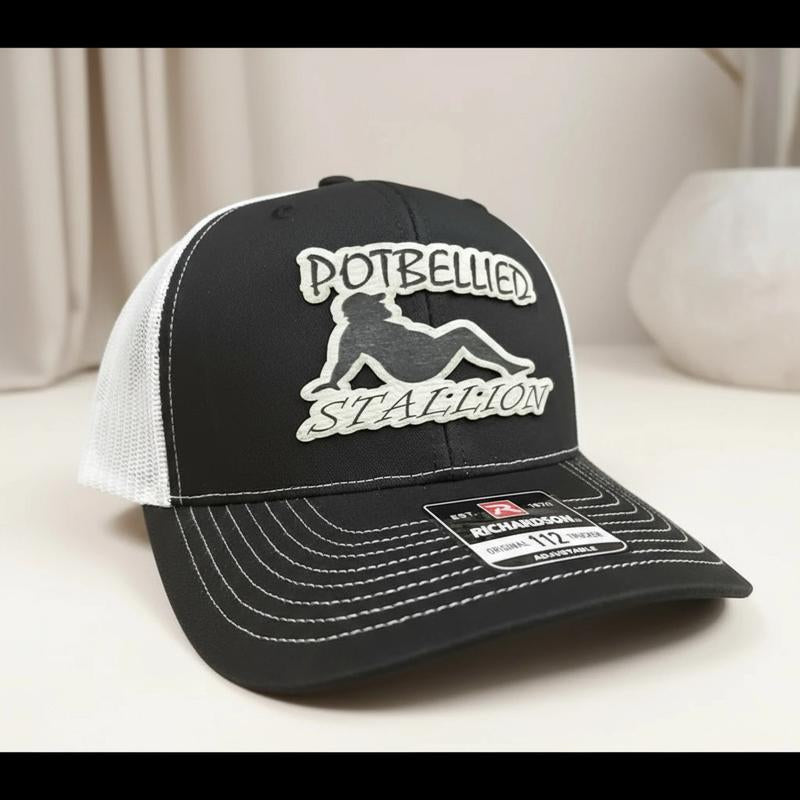 Get Your Laugh On with the Potbellied Stallion Trucker Hat! 🎩😄 Perfect Snapback for Everyone - Adjustable, Cool Mesh, and Machine Washable! Ideal Gift for Hat Lovers! 🧢✨