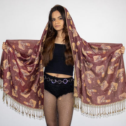 Transform Your Look with the Enchanting Third Eye Mushroom Rave Pashmina!