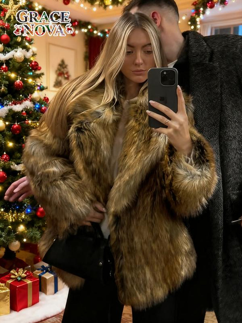 Elevate Your Fall & Winter Wardrobe with the Chic Gracenova Brown Fur Coat - Perfect for Eco-Friendly Fashion Lovers!