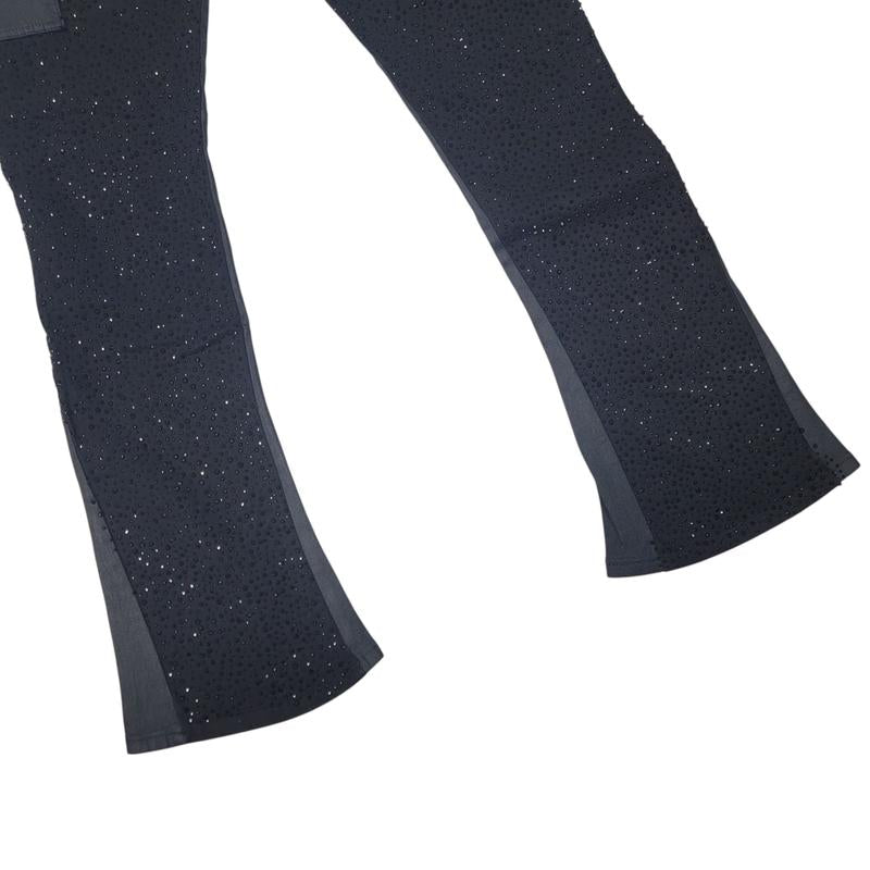 Elevate Your Look with MAX KROME's Dazzling Black Stacked Rhinestone Jeans for Men!
