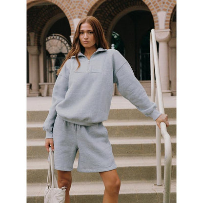 Snuggle Up in Style with Our Dream Fleece Quarter Zip Sweatshirt in Cozy Grey Marle!