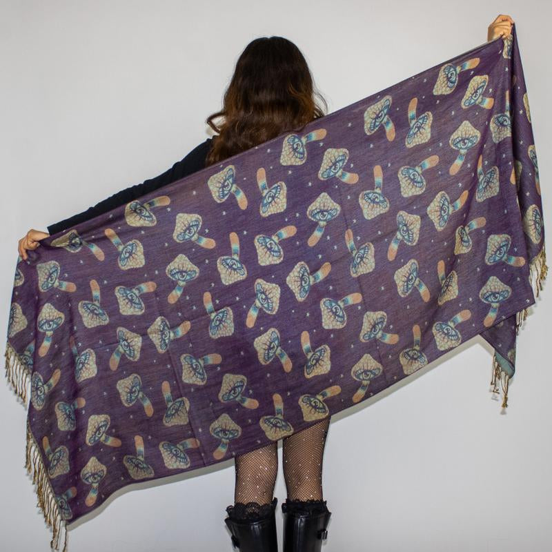 Transform Your Look with the Enchanting Third Eye Mushroom Rave Pashmina!