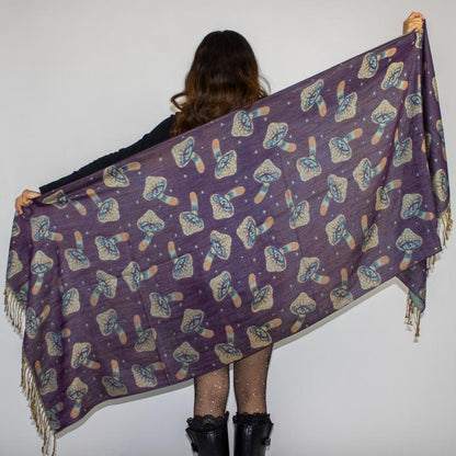 Transform Your Look with the Enchanting Third Eye Mushroom Rave Pashmina!