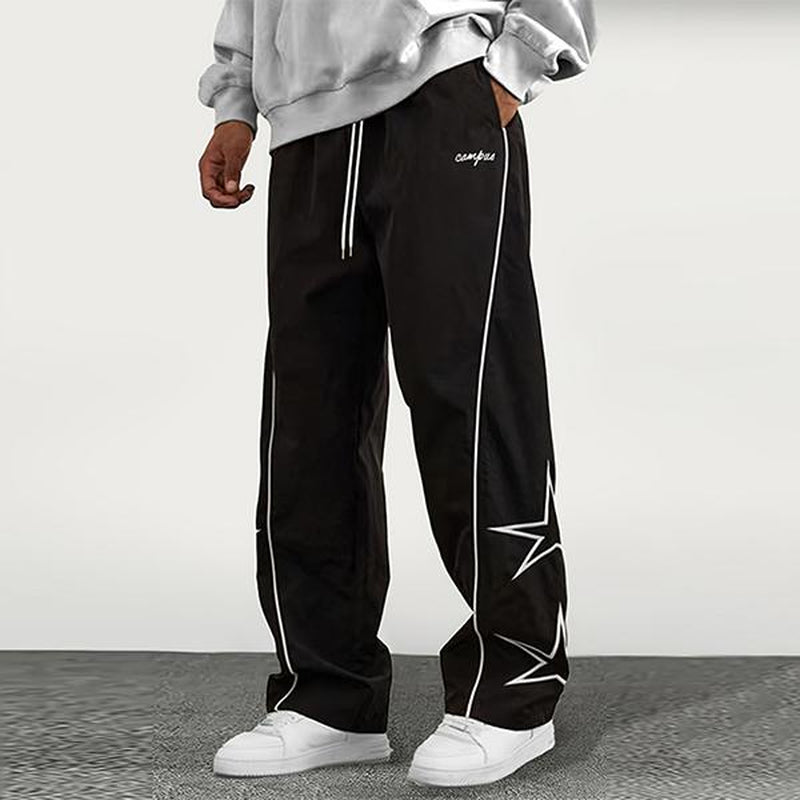Men'S Pattern Side Stripe Trousers, All Season Men'S Casual Fashion Trendy Straight Leg Pants with Drawstring Waistband Classic Menswear Sweatpants Men Pants Men Pant Men Loose Sport Print Cargo Pants Stylish Tops Activewear Pants Men Overall Athletic