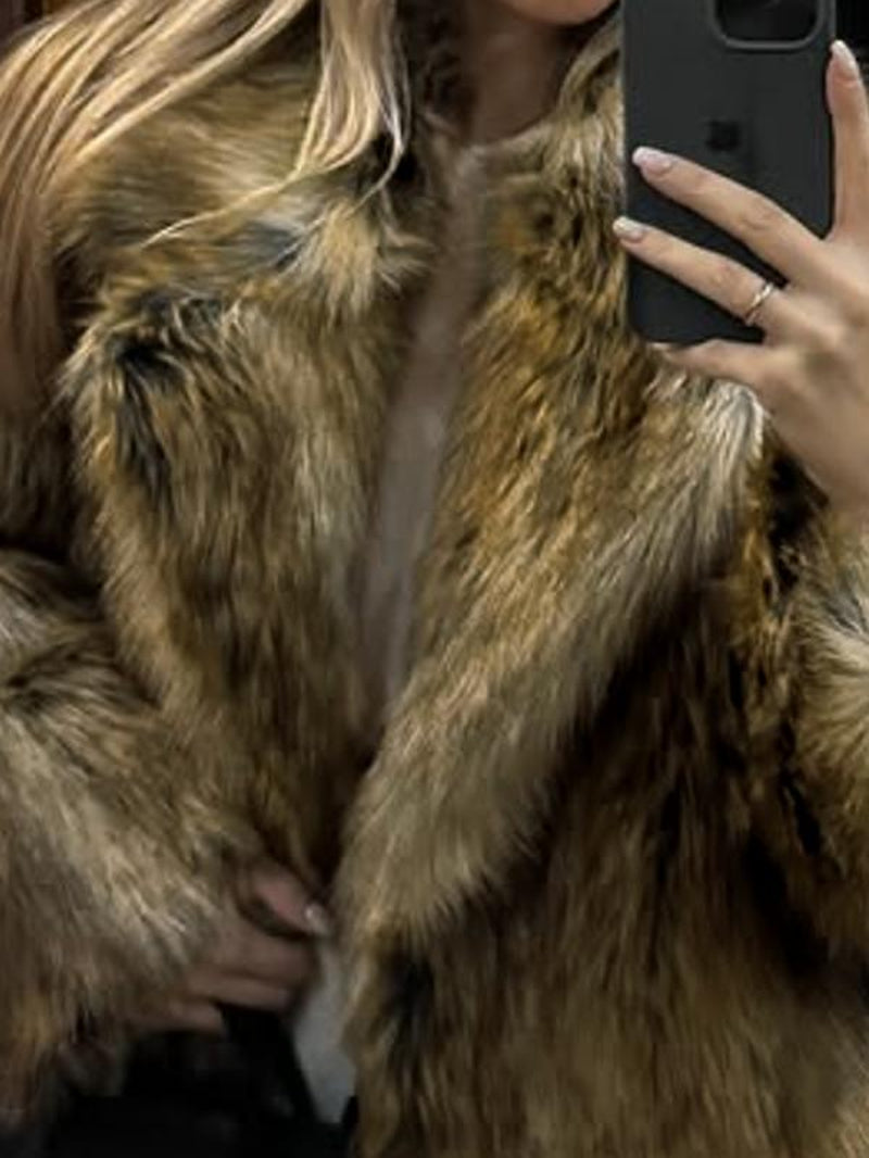Elevate Your Fall & Winter Wardrobe with the Chic Gracenova Brown Fur Coat - Perfect for Eco-Friendly Fashion Lovers!