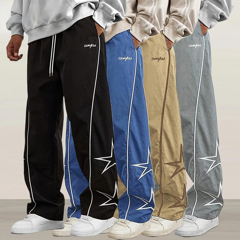 Men'S Pattern Side Stripe Trousers, All Season Men'S Casual Fashion Trendy Straight Leg Pants with Drawstring Waistband Classic Menswear Sweatpants Men Pants Men Pant Men Loose Sport Print Cargo Pants Stylish Tops Activewear Pants Men Overall Athletic