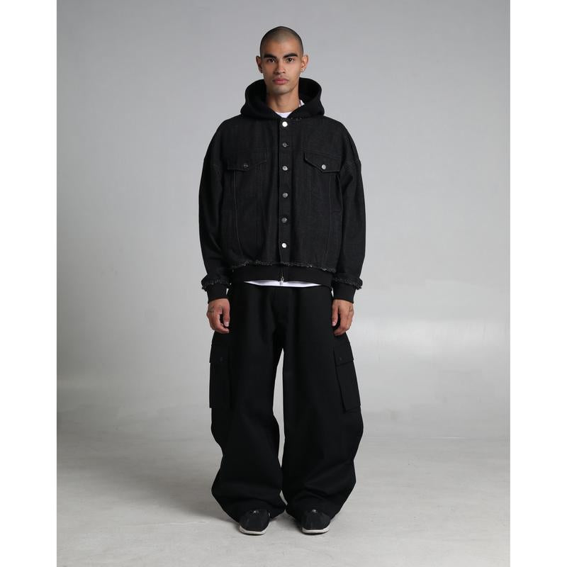 Distressed Hooded Denim Jacket