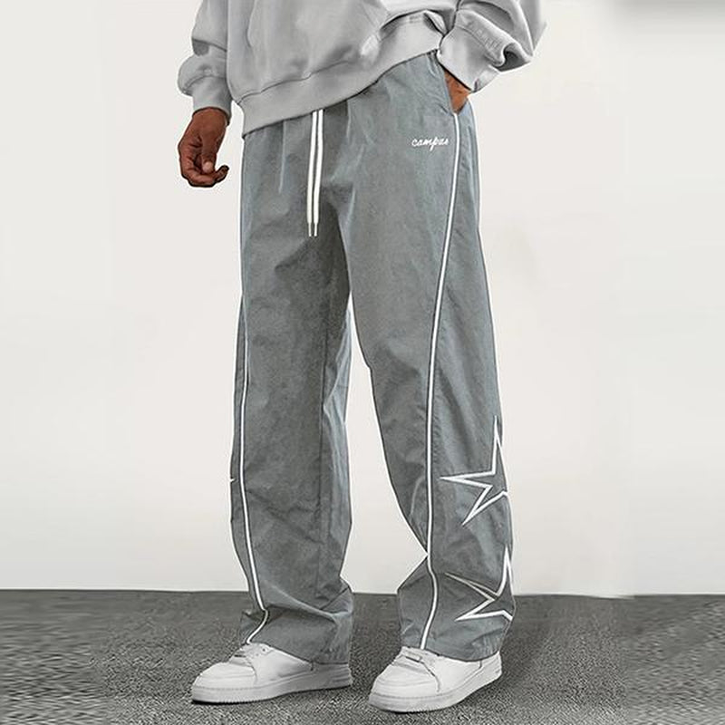 Men'S Pattern Side Stripe Trousers, All Season Men'S Casual Fashion Trendy Straight Leg Pants with Drawstring Waistband Classic Menswear Sweatpants Men Pants Men Pant Men Loose Sport Print Cargo Pants Stylish Tops Activewear Pants Men Overall Athletic