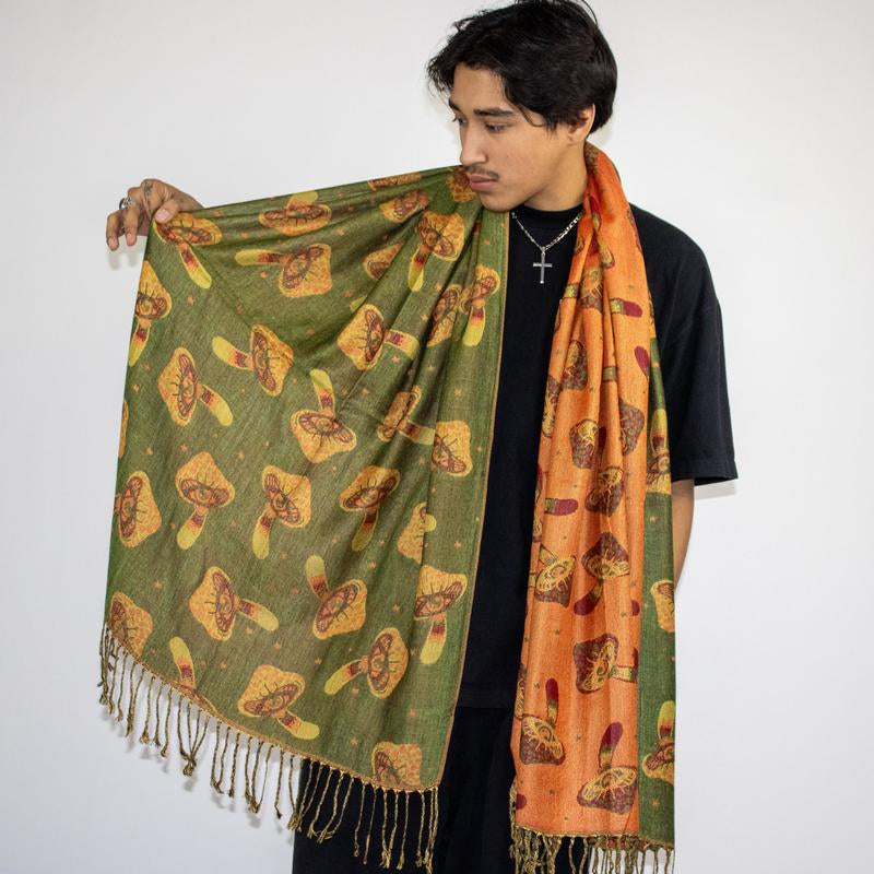 Transform Your Look with the Enchanting Third Eye Mushroom Rave Pashmina!
