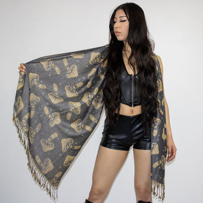 Transform Your Look with the Enchanting Third Eye Mushroom Rave Pashmina!