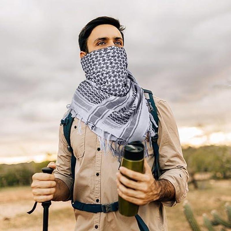 Stay stylish and protected with our Tactical Military Shemagh Scarf! 🌵 Perfect for hiking, camping, or airsoft, this breathable 100% cotton keffiyeh is a must-have for all seasons. Grab yours now and elevate your outdoor gear! 🏕️✨ #OutdoorStyle #Shemagh #