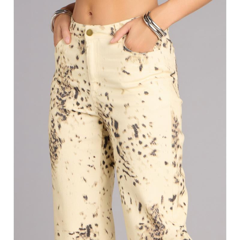 Leopard Print Wide-Leg Jeans by Spotted Muse