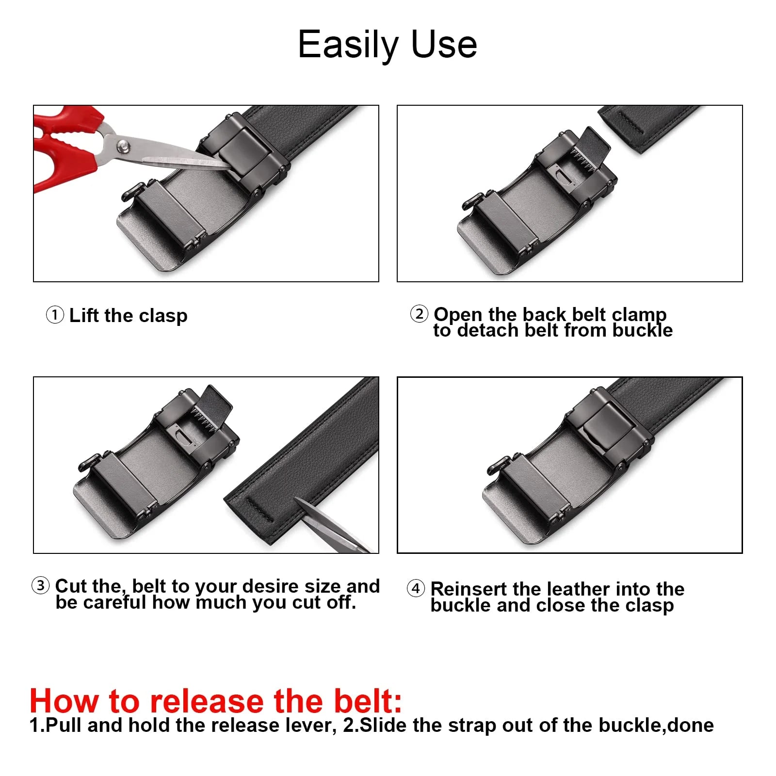 Elevate Your Wardrobe with Our Premium Men's Leather Automatic Ratchet Belt - Perfect for Every Occasion!