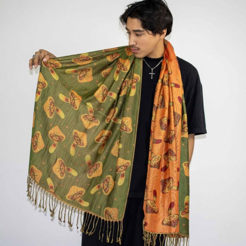 Transform Your Look with the Enchanting Third Eye Mushroom Rave Pashmina!