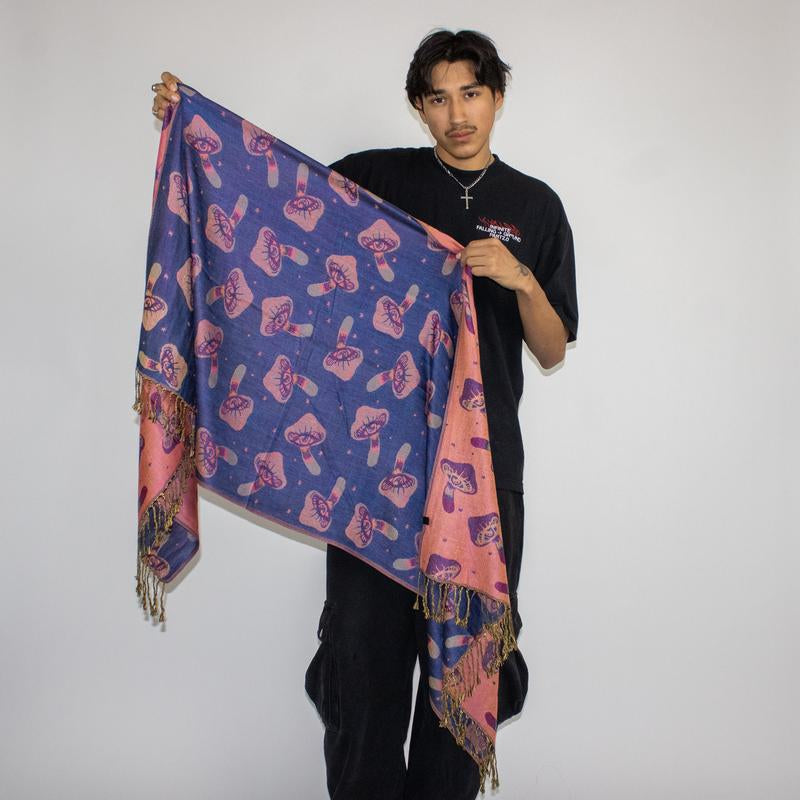 Transform Your Look with the Enchanting Third Eye Mushroom Rave Pashmina!