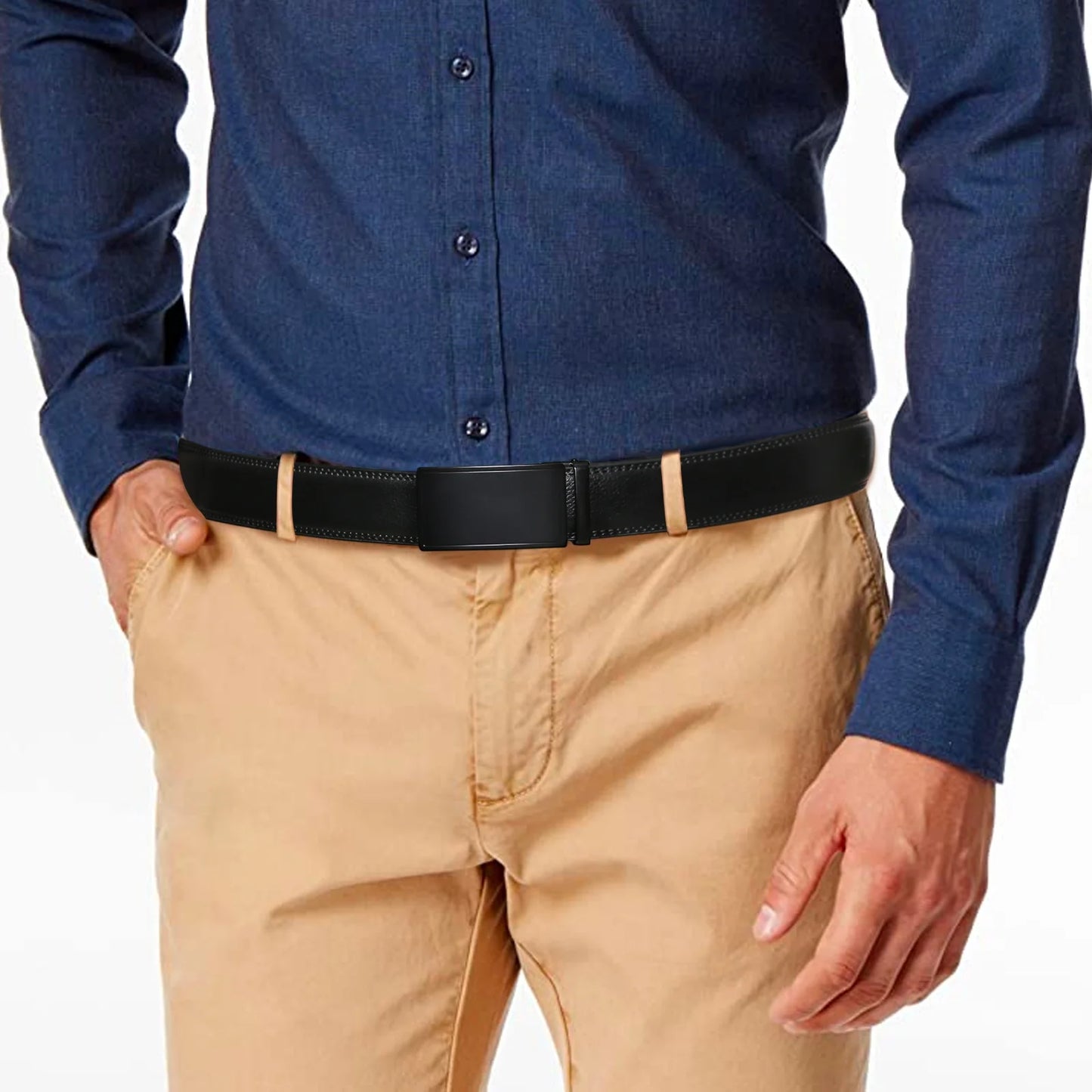 Elevate Your Wardrobe with Our Premium Men's Leather Automatic Ratchet Belt - Perfect for Every Occasion!