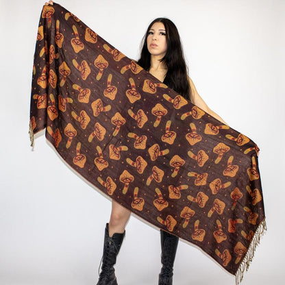 Transform Your Look with the Enchanting Third Eye Mushroom Rave Pashmina!