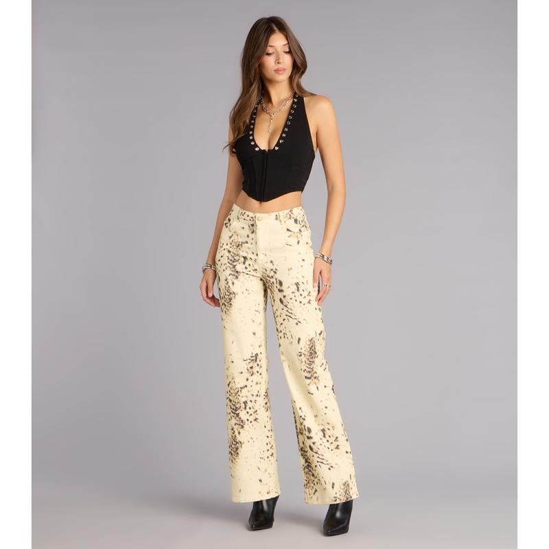 Leopard Print Wide-Leg Jeans by Spotted Muse
