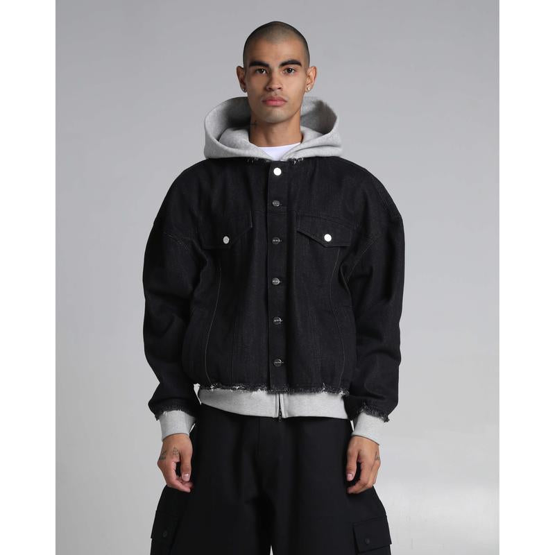 Distressed Hooded Denim Jacket