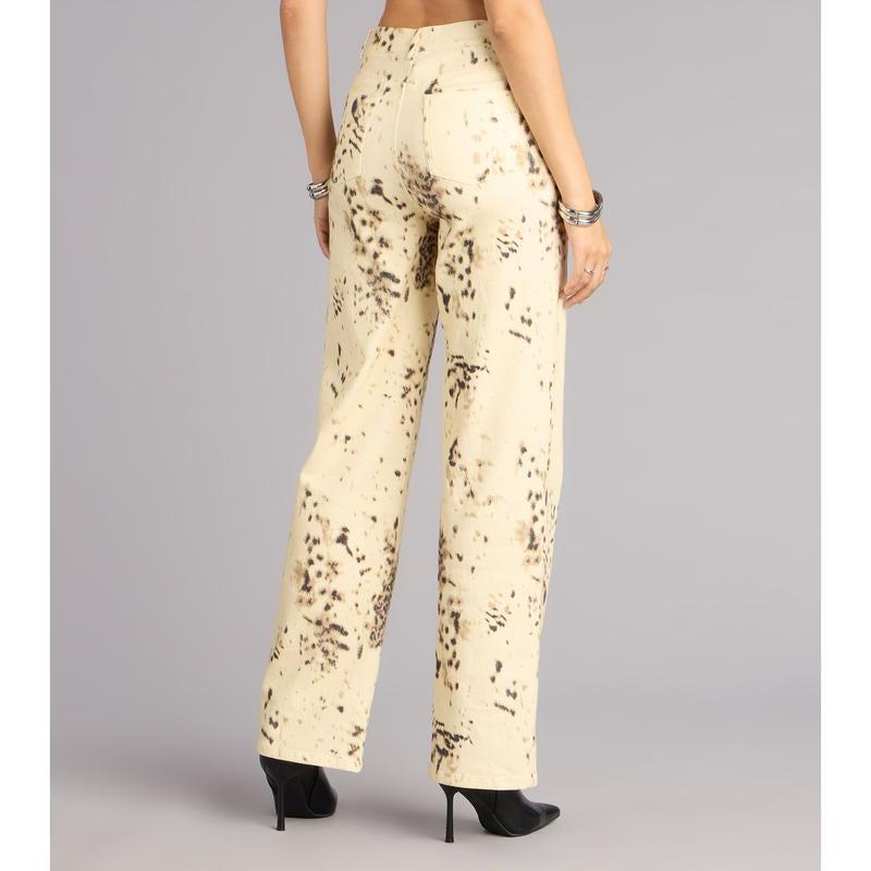 Leopard Print Wide-Leg Jeans by Spotted Muse
