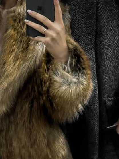 Elevate Your Fall & Winter Wardrobe with the Chic Gracenova Brown Fur Coat - Perfect for Eco-Friendly Fashion Lovers!